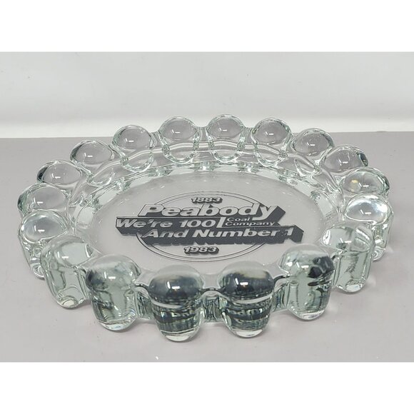 Vintage Peabody‎ Coal Company Glass Ashtray 1883-1983  Clear Glass Collectible - Picture 1 of 7